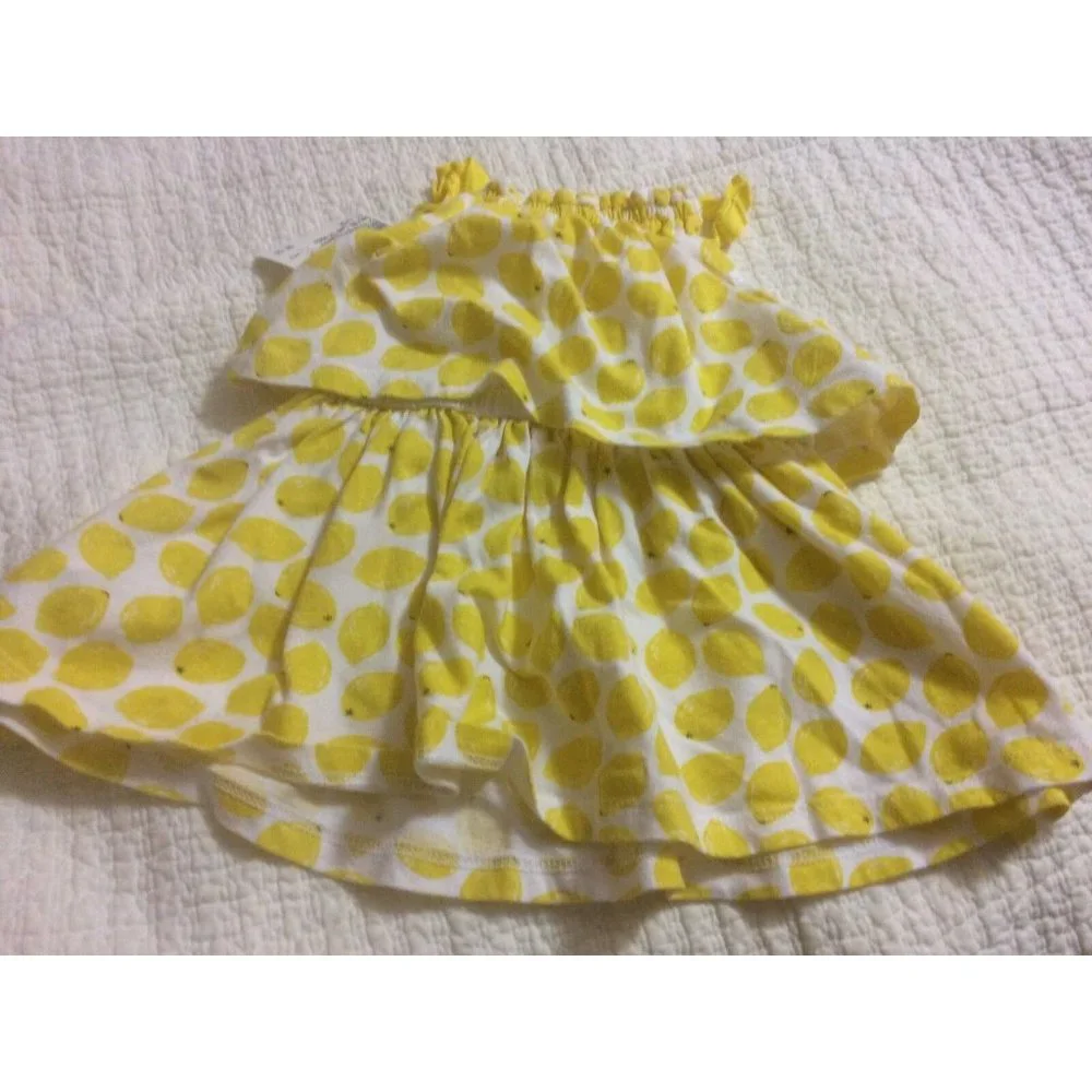 BabyGap White Yellow Lemon Print 100% Cotton Sun Dress GUC 3-6 Months Summer